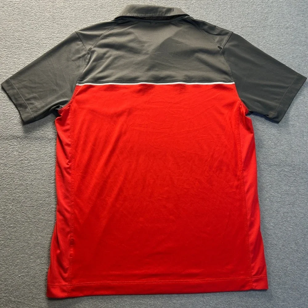 Nike Golf Tour Performance Polo Shirt  Mens Medium Red Gray Dri-FIT Colorblock